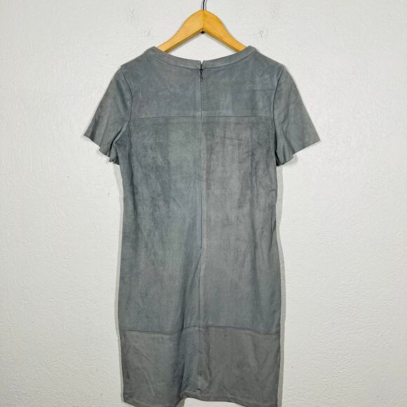 NEW! Allen B x Allen Schwartz Faux Suede Pocket Tee Dress Casual Mini Cap Slv- M - Picture 3 of 5